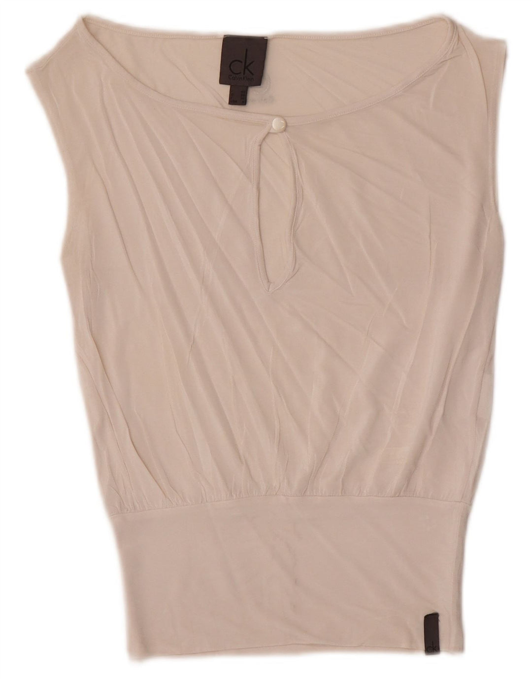 Calvin Klein Blusa sin mangas para mujer US 6 Medium White Viscosa