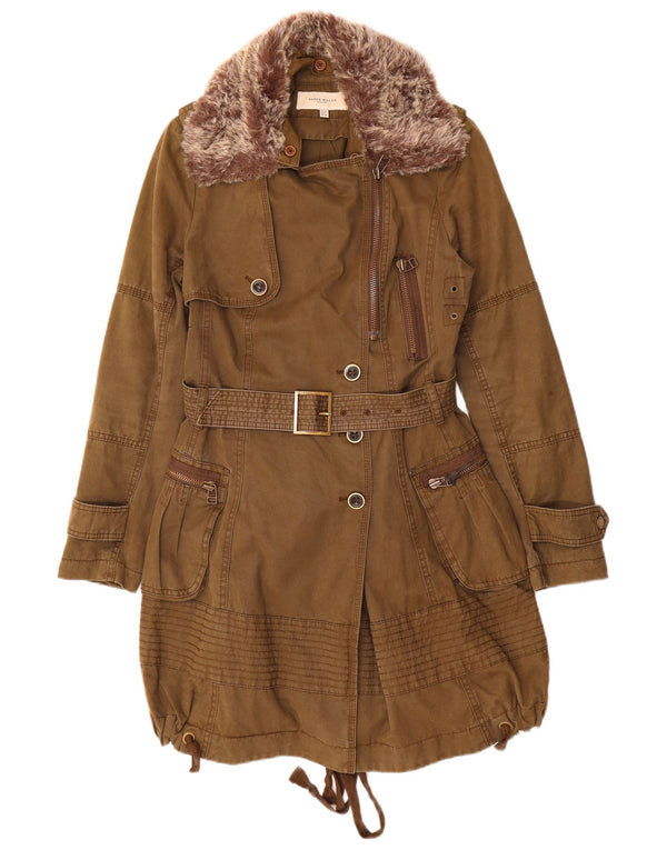 Karen Millen Chaqueta Parka para Mujer UK 10 Small Brown Cotton