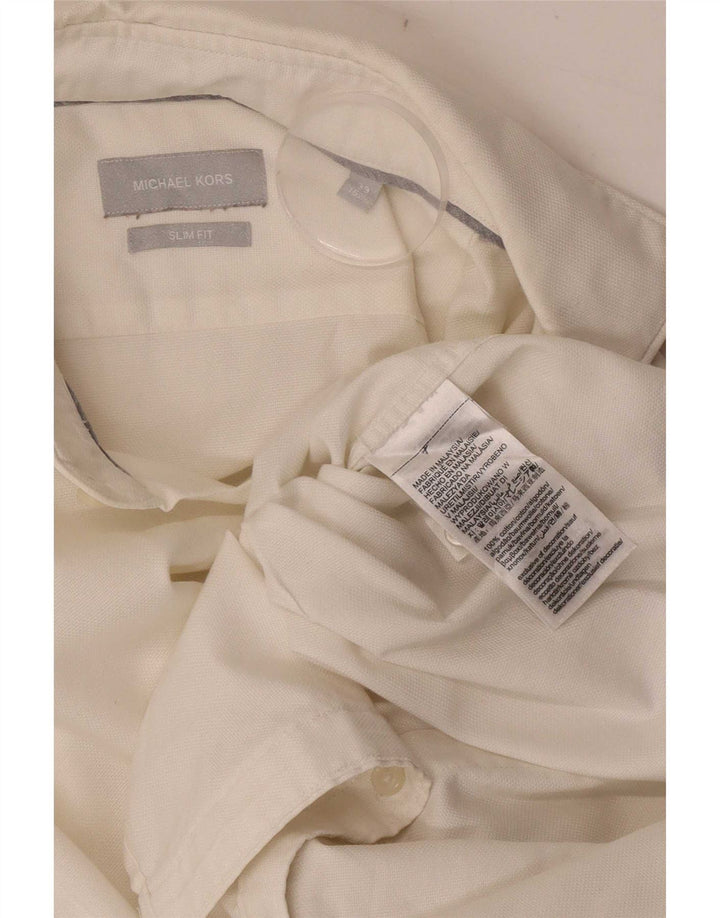 Michael Kors Camisa Slim Fit para hombre Talla 39 15 Algodón blanco mediano