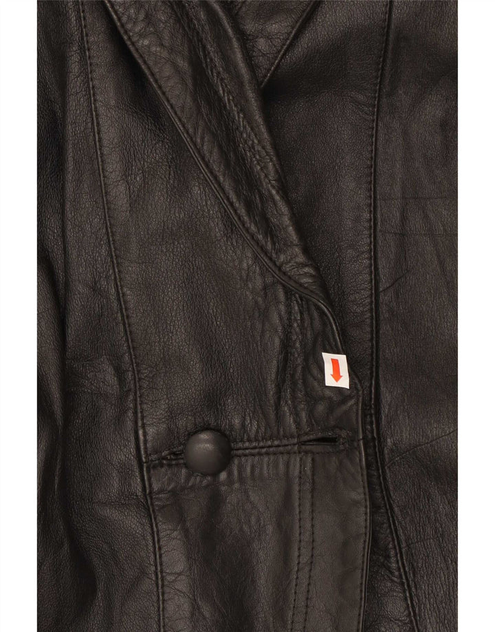 Chaqueta de cuero vintage para mujer Reino Unido 42 XL Negro