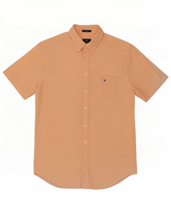 Gant Camisa de manga corta para hombre Talla 41/42 16 1/2 Grande Naranja Algodón