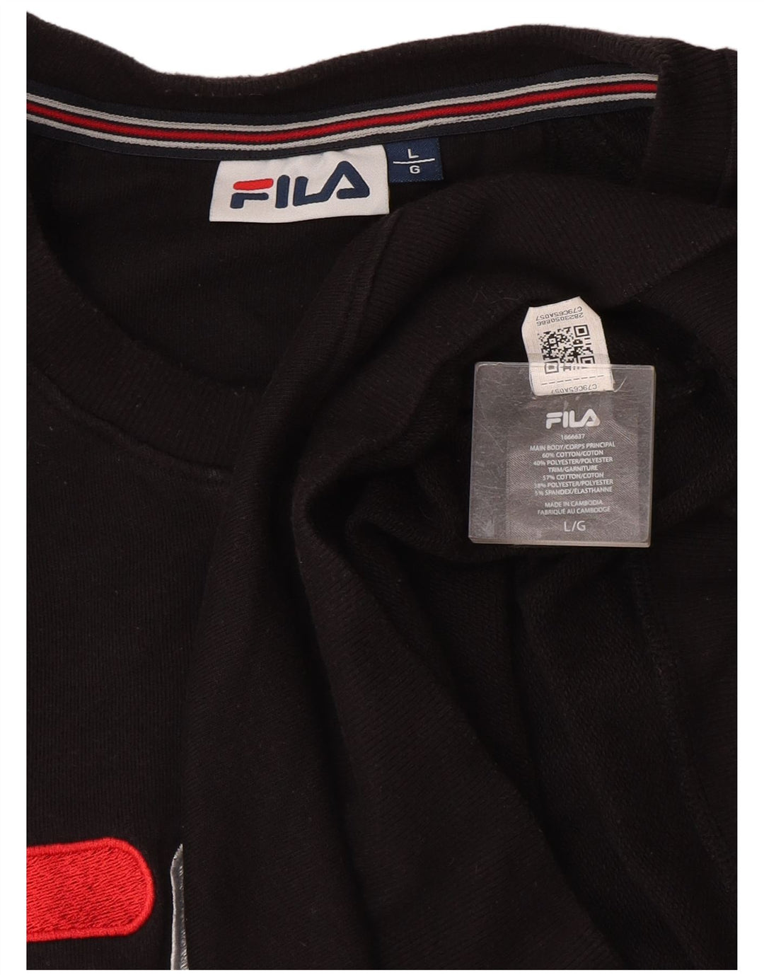 Fila Hombre Graphic Sudadera Jumper Grande Algodón Negro