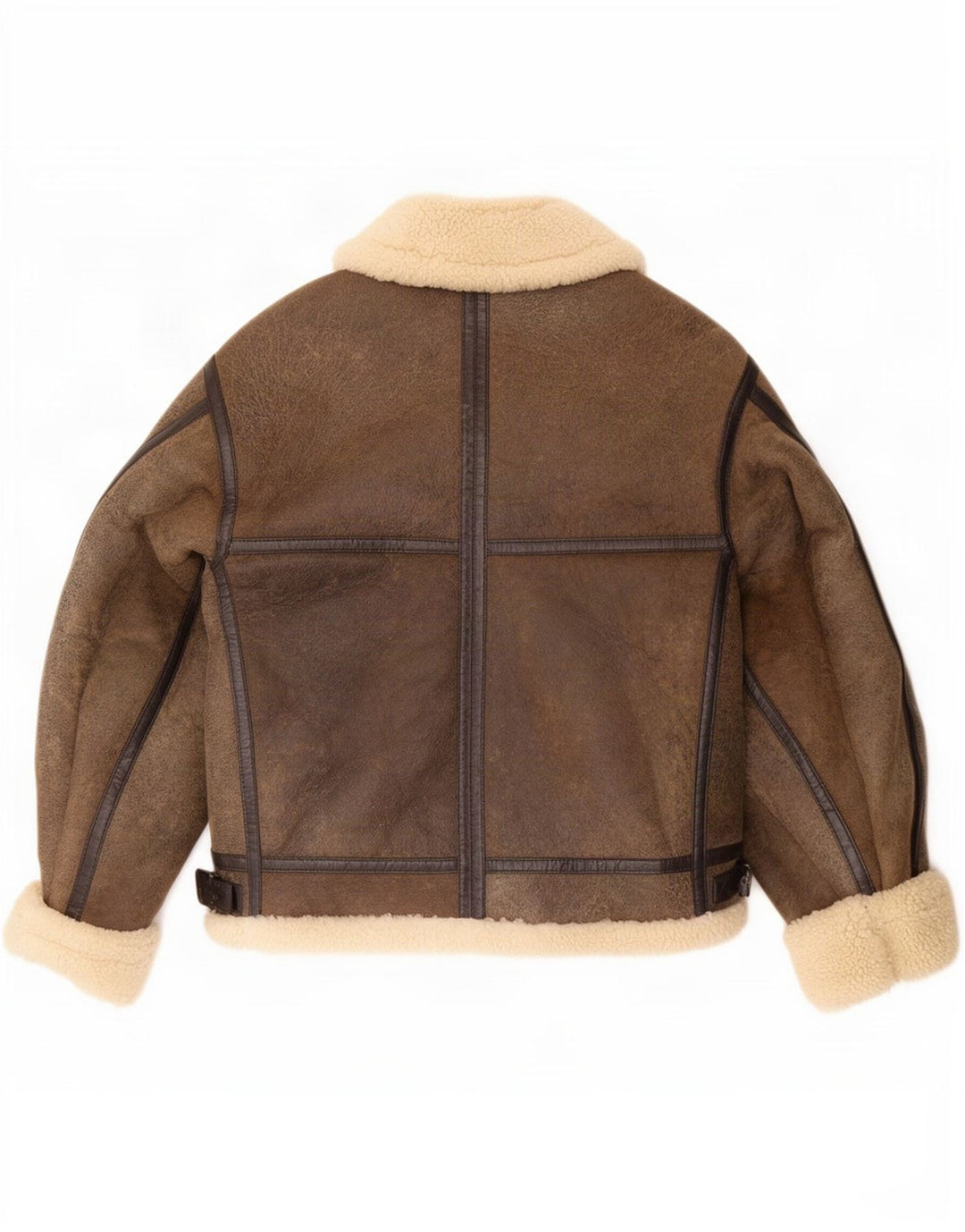 Wallace Sacks Chaqueta de piel de oveja para hombre Reino Unido 40 Cuero gris grande