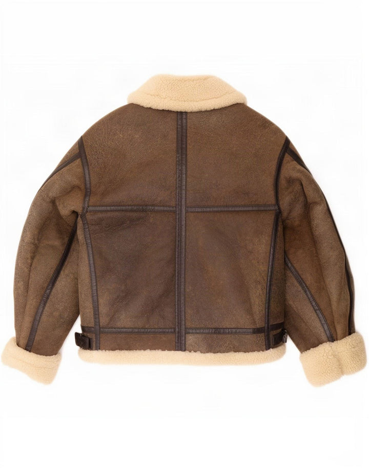 Wallace Sacks Chaqueta de piel de oveja para hombre Reino Unido 40 Cuero gris grande