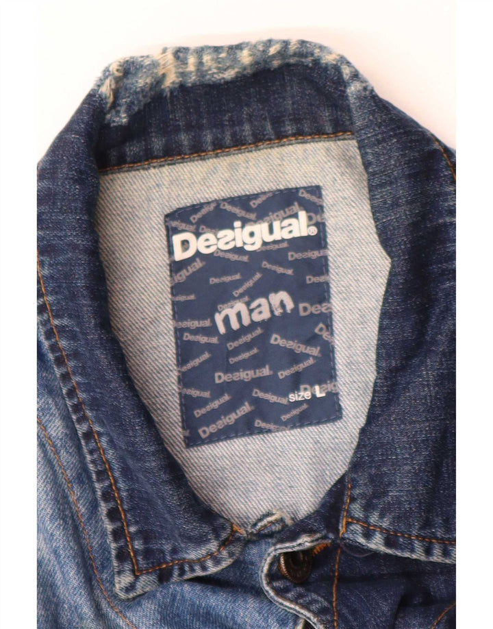 Desigual Chaqueta vaquera para hombre Reino Unido 40 Algodón azul grande