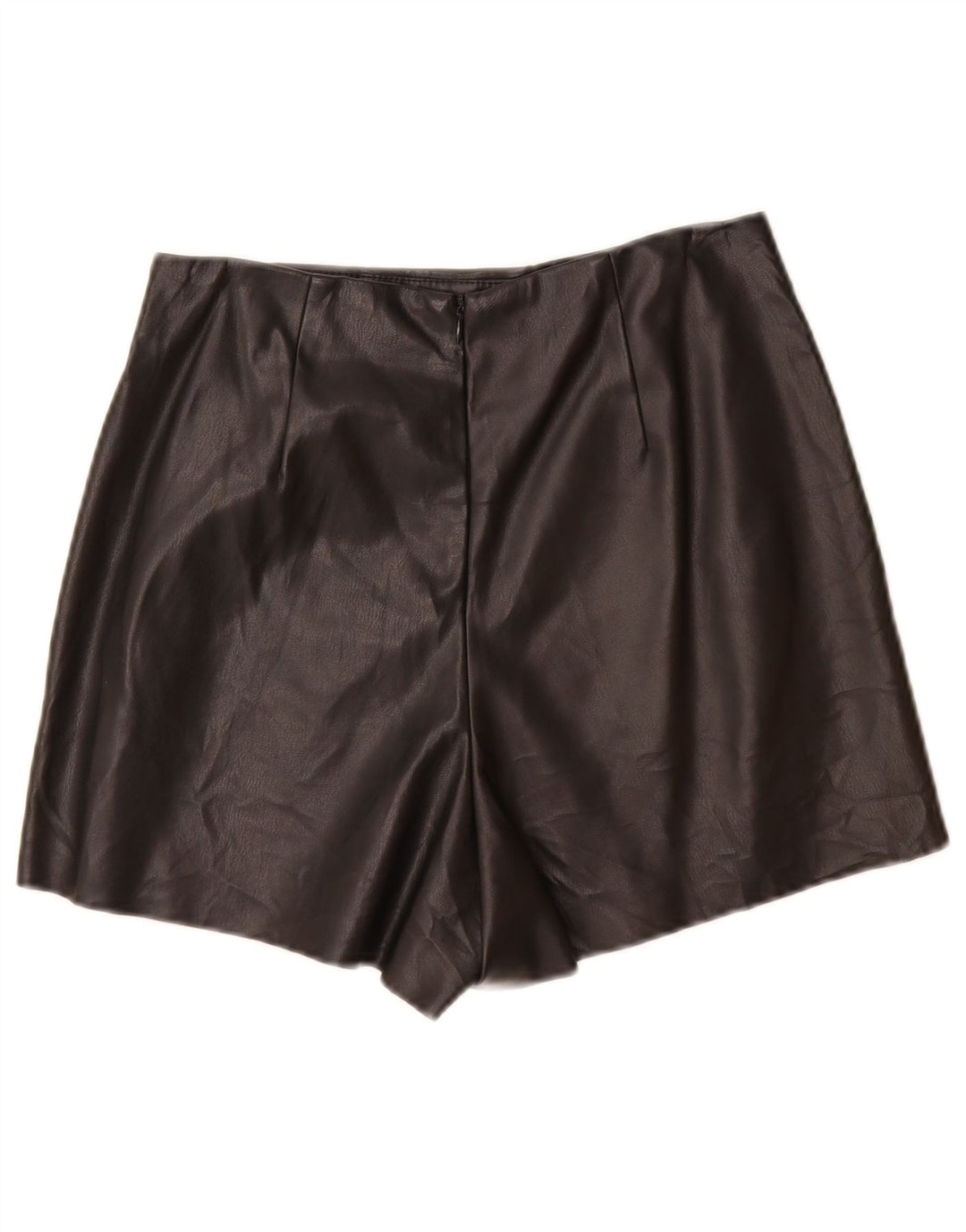ZARA Mujer Shorts Casual De Piel Sintética Small W26 Poliuretano Negro