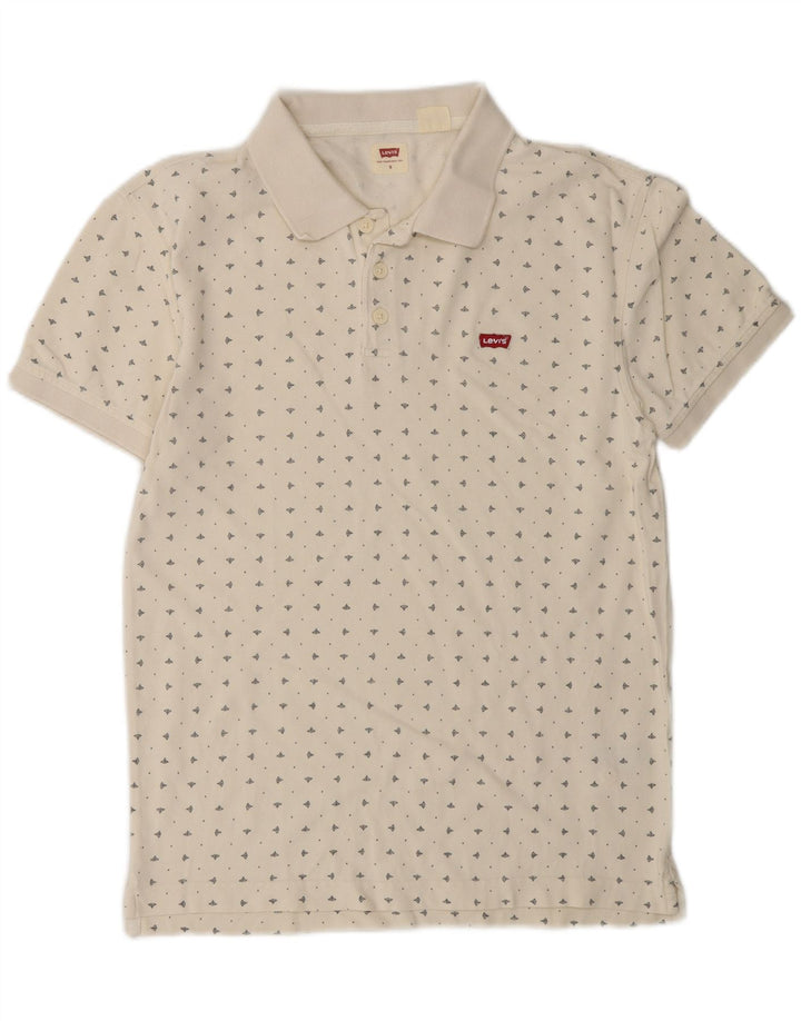 LEVI'S Mens Polo Shirt Small White Spotted Vintage Levi's and Second-Hand Levi's from Messina Hembry 