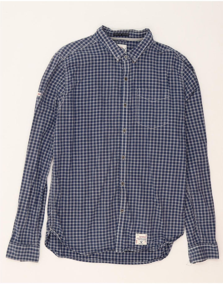 Camisa Superdry Hombre XL Algodón Vichy Azul Marino