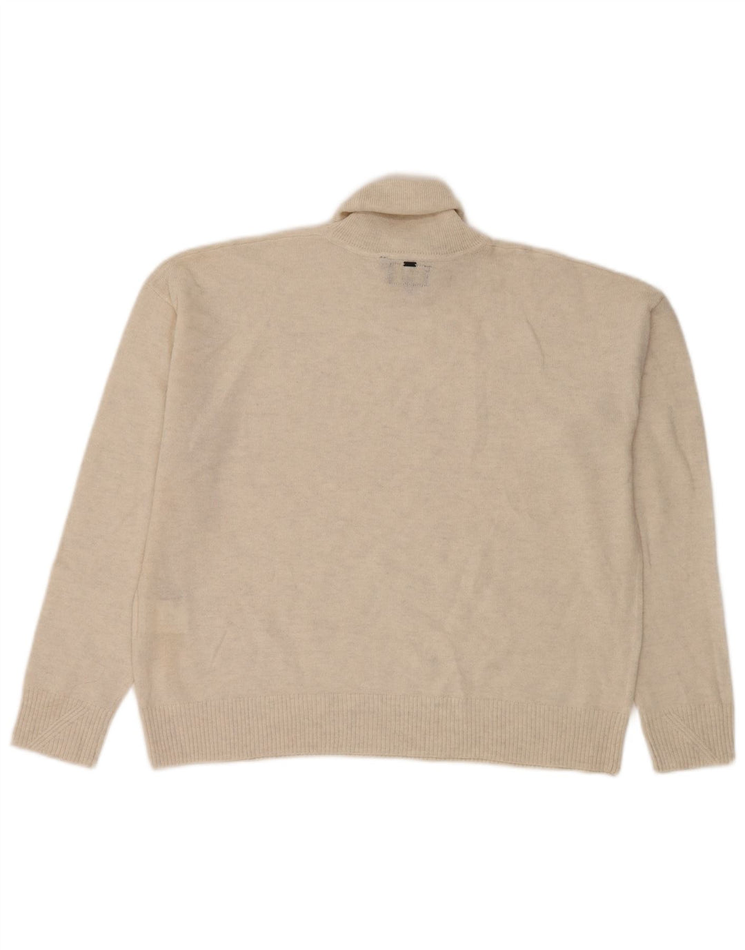 Superdry Jersey extragrande con cuello vuelto para mujer, talla 40, talla grande, lana beige
