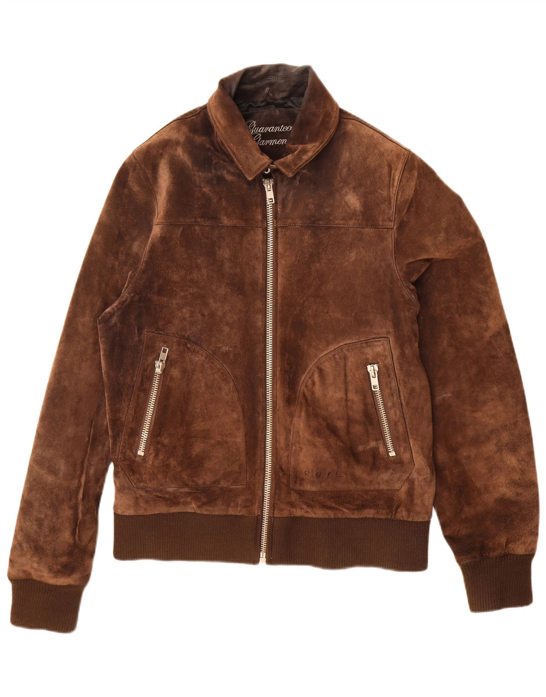 ELVINE Chaqueta bomber de ante para hombre UK 42 XL Cuero marrón