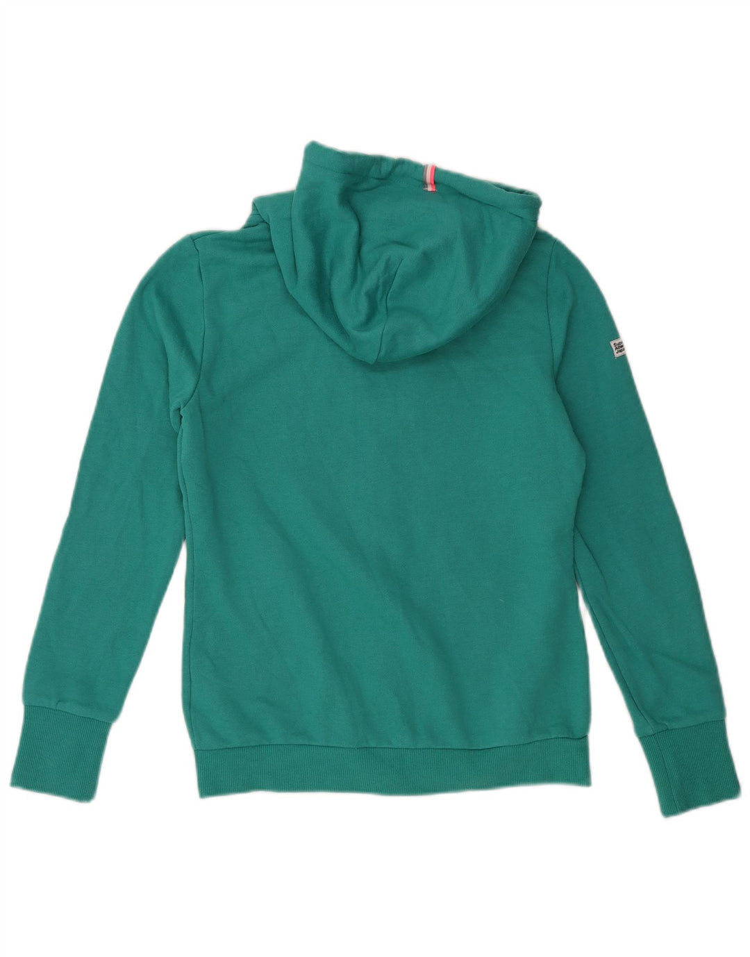 SUPERDRY Suéter con capucha y cremallera para mujer UK 12 Algodón verde medio