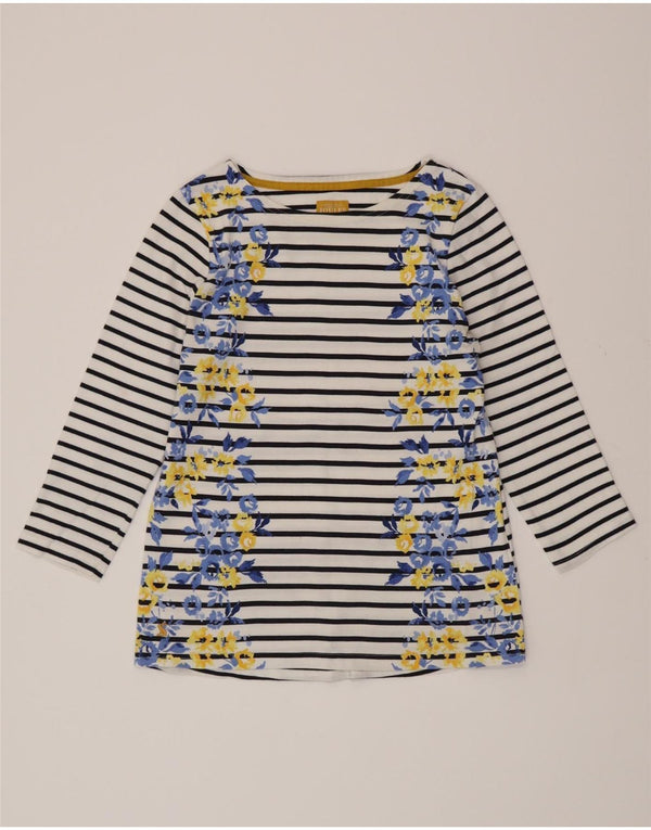 JOULES Top Mujer Manga Larga UK 10 Small Blanco Rayas Algodón