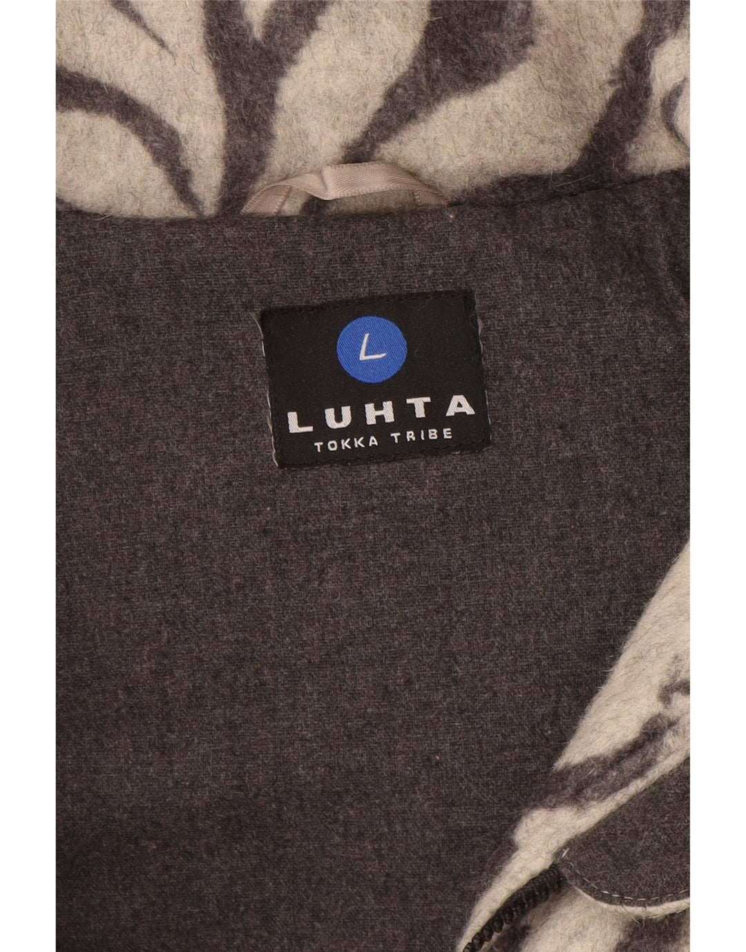Luhta Abrigo acolchado con capucha para mujer UK 42 Lana con estampado animal gris medio