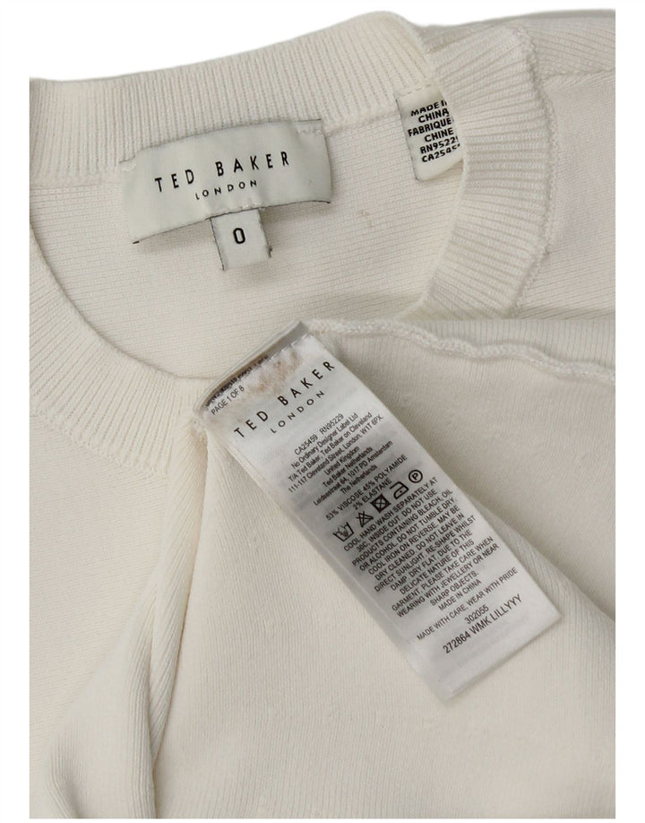 Ted Baker - Jersey de cuello redondo para mujer, talla 0, 2 XS, viscosa blanca