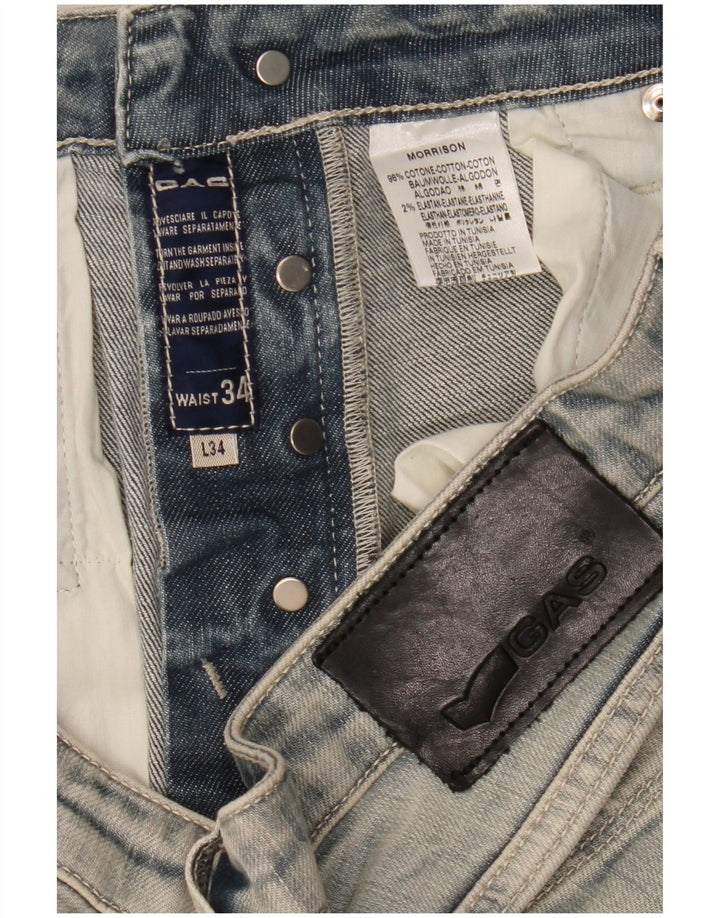 Gas Mens Morrison Slim Jeans W34 L34 Algodón Azul