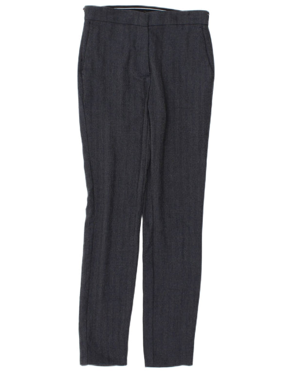 Zara Mujer Pantalón Chino Slim XS W24 L28 Espiga Azul Marino