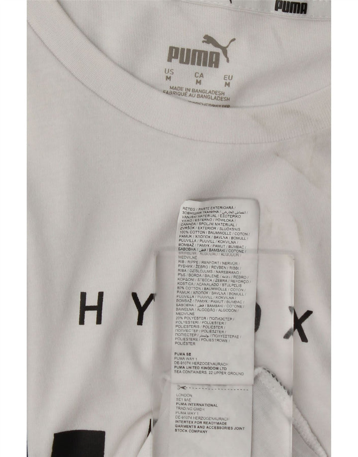 Puma Camiseta gráfica para hombre Top Medium White Cotton