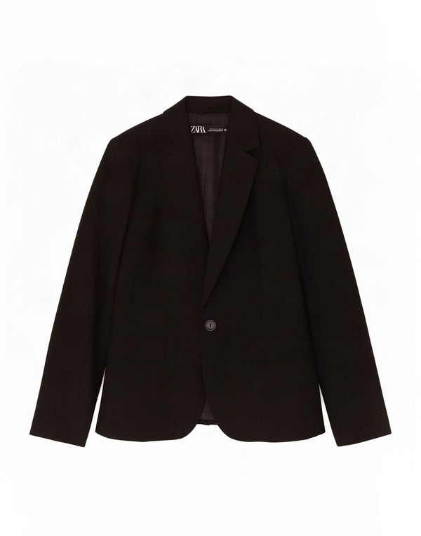 Zara Mujer Chaqueta Blazer De 1 Botón EU 36 XS Negro Poliéster