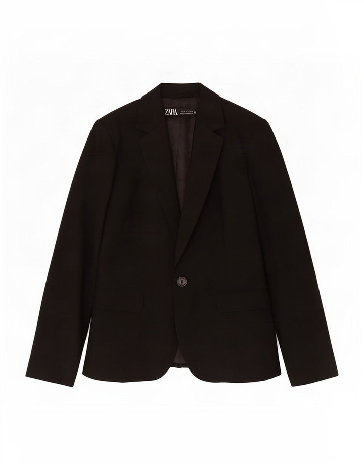 Zara Mujer Chaqueta Blazer De 1 Botón EU 36 XS Negro Poliéster