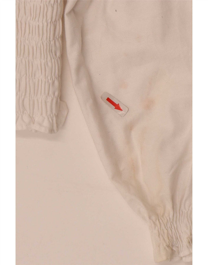 Zara Top corto de manga larga con hombros descubiertos para mujer UK 40 Medium White