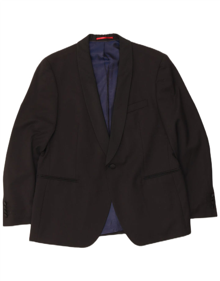Pierre Cardin Chaqueta tipo blazer con 1 botón para hombre UK 40 Grande Lana virgen negra