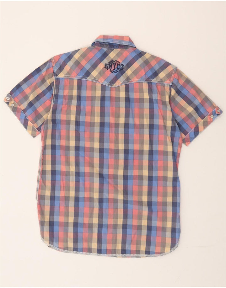 Camisa Tommy Hilfiger de manga corta con estampado gráfico de cuadros grandes multicolores para hombre
