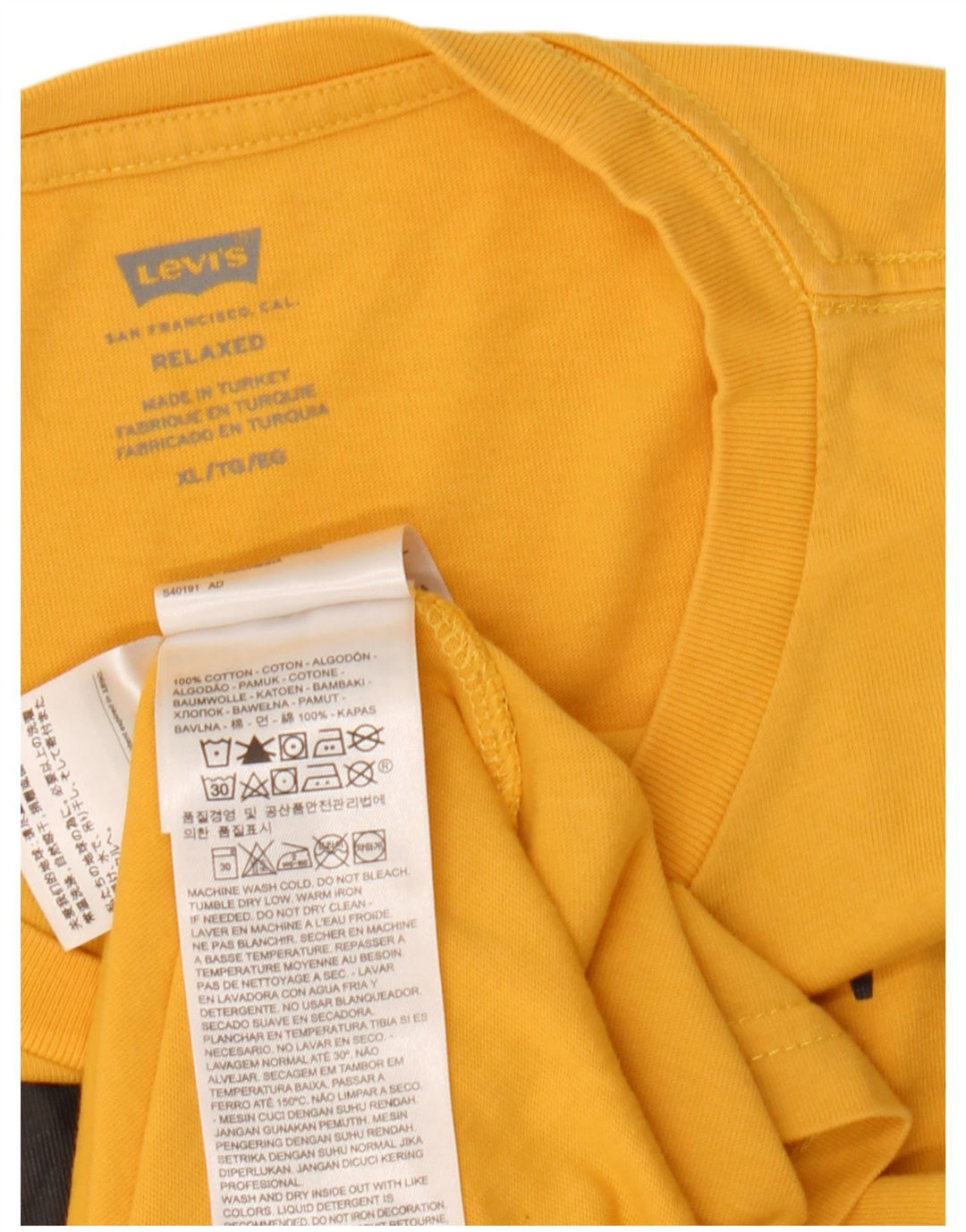 Levi's Camiseta con gráfico relajado para hombre Top XL Algodón amarillo