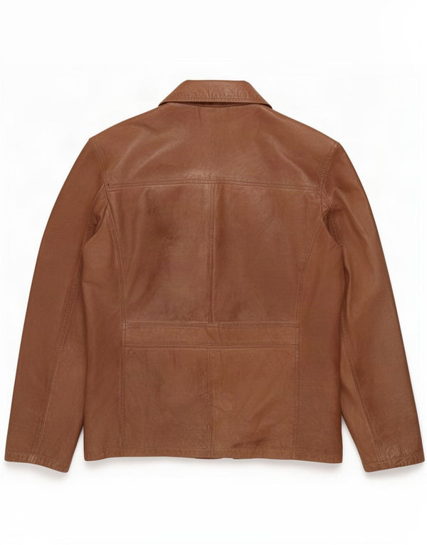 Vintage hombres 2 botones cuero Blazer chaqueta Reino Unido 40 marrón grande