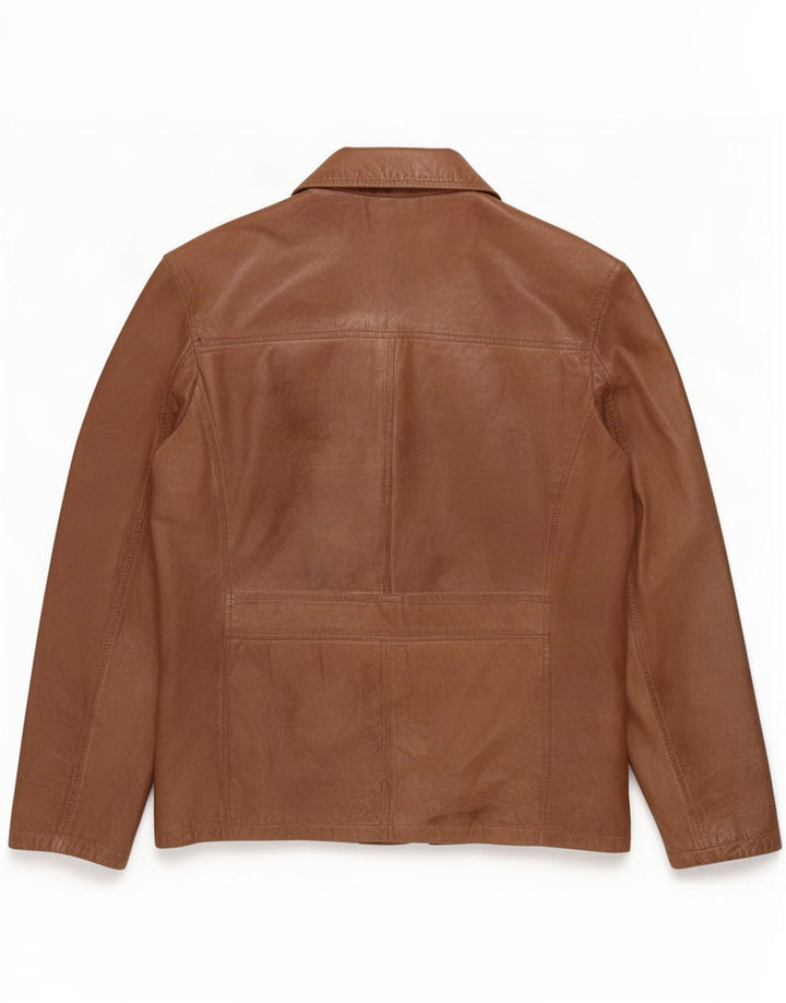 Vintage hombres 2 botones cuero Blazer chaqueta Reino Unido 40 marrón grande