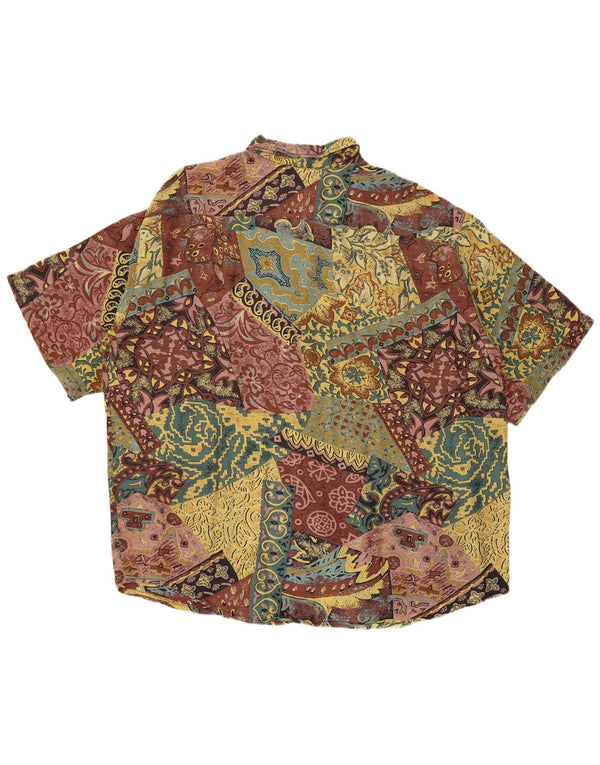 Camisa de manga corta con patrón abstracto vintage para hombre 2XL Multicolor