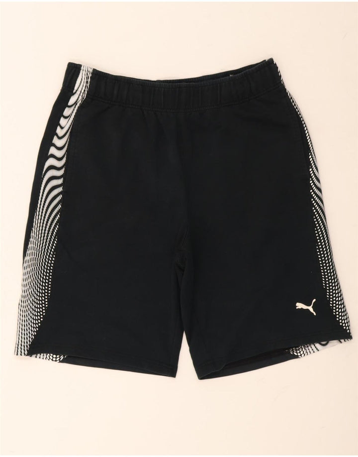 Puma Pantalones cortos deportivos para hombre, talla grande, negro, geométrico