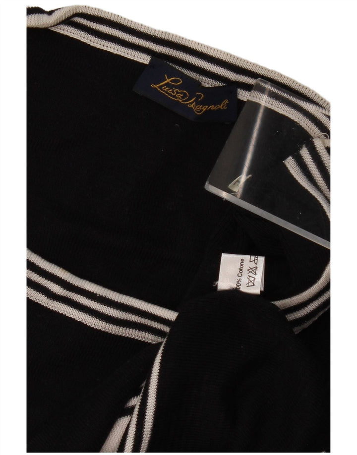 LUISA SPAGNOLI Suéter gráfico con cuello barco para mujer UK 40 Grande Negro