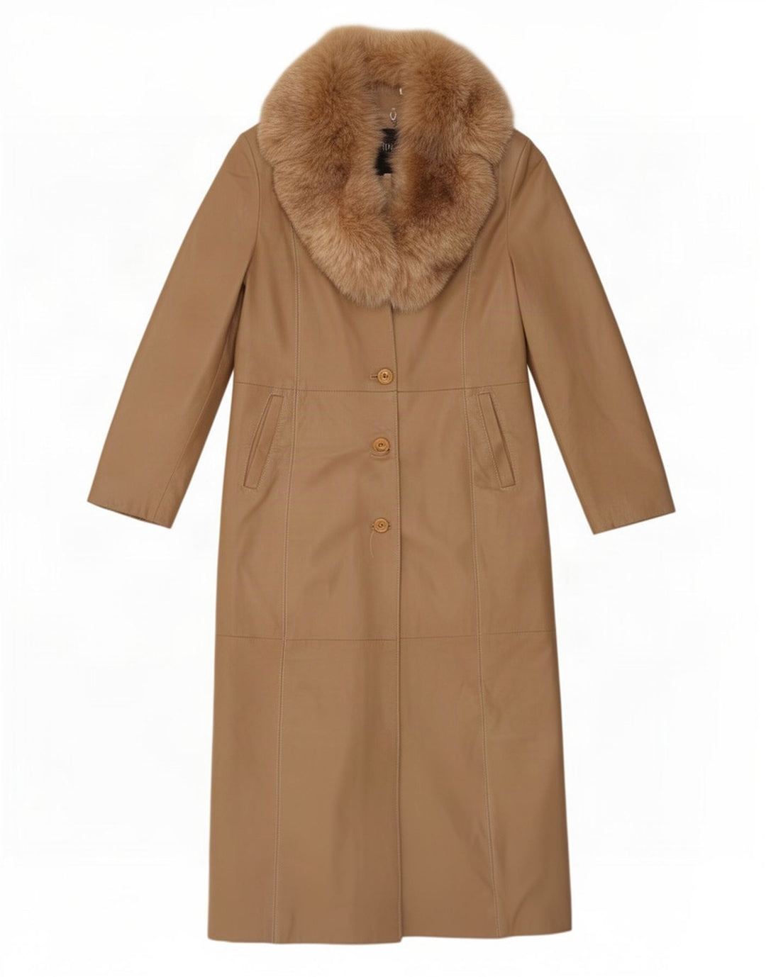 Abrigo de cuero para mujer Planet IT 46 Large Beige