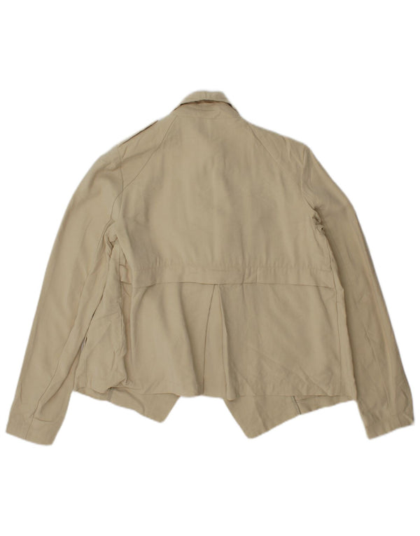 Zara Chaqueta tipo blazer militar corta extragrande para mujer UK 6 XS Viscosa beige