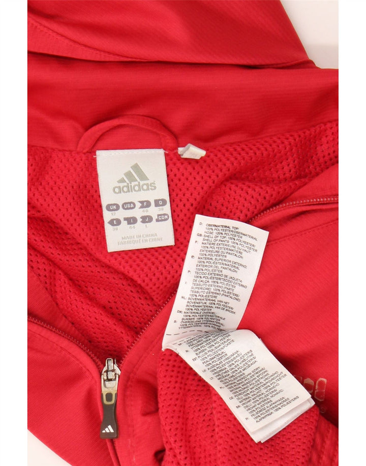 Adidas Mujer Clima 365 Chándal Top Chaqueta Reino Unido 12 Medio Rojo Poliéster