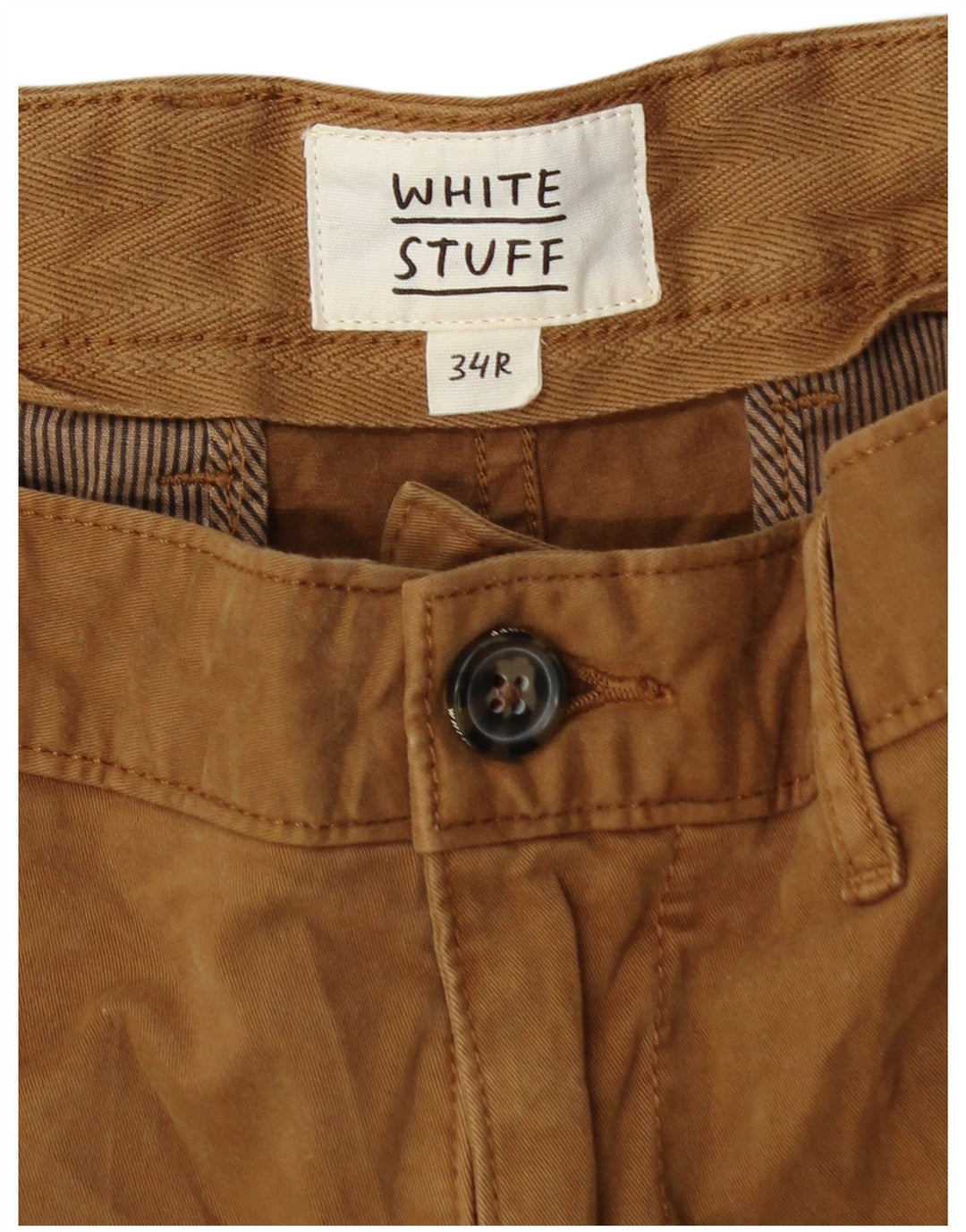 WHITE STUFF Pantalones cortos chinos para hombre W34 Algodón beige grande