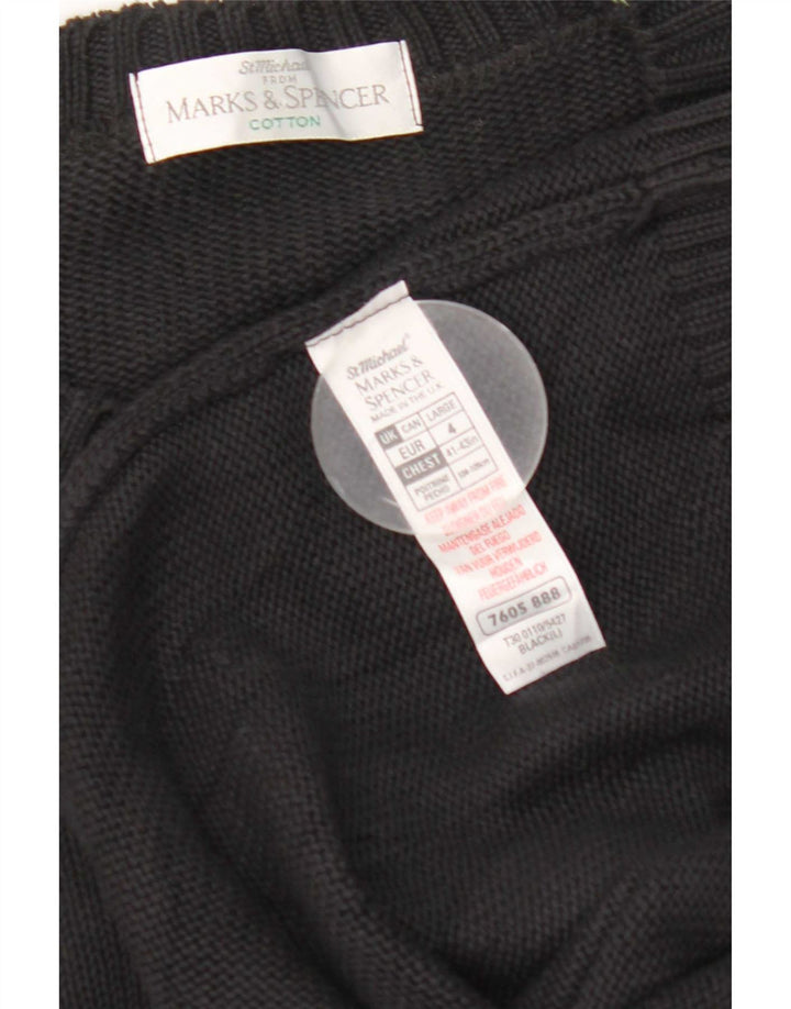 Marks & Spencer - Jersey de cuello redondo para hombre, talla grande, algodón negro