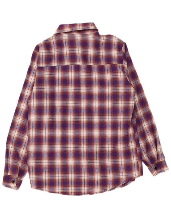 Shein Hombre Camisa De Franela Poliéster A Cuadros Morado Pequeño