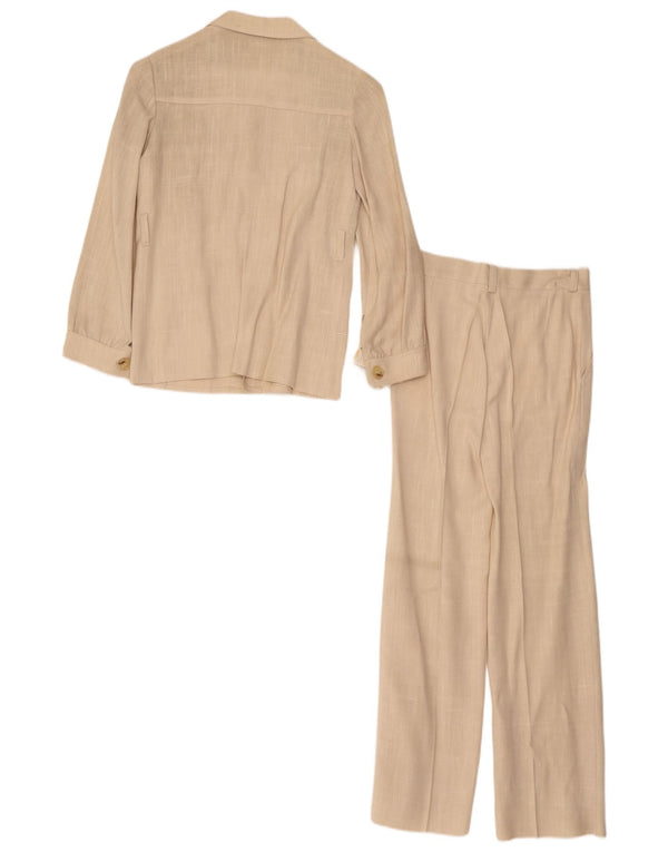 Vintage mujer 4 botones traje de 2 piezas EU 34 XS W26 L26 Beige Viscosa