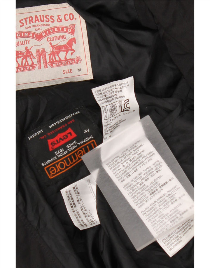 Levi's Chaqueta acolchada con capucha para hombre UK 38 Mediana Algodón negro