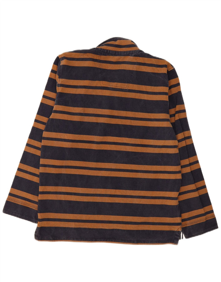 Crew Clothing - Sudadera con cuello y cremallera para hombre, color azul marino, a rayas