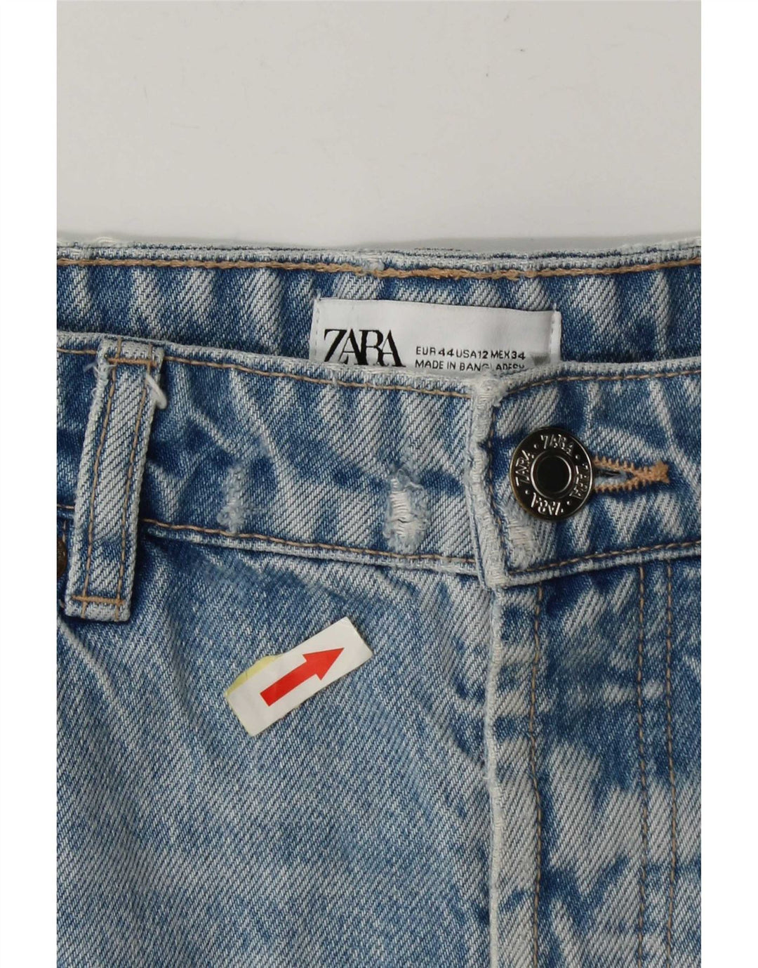 Zara Mujer Pantalones Cortos De Mezclilla Desgastados EU 44 XL W34 Azul