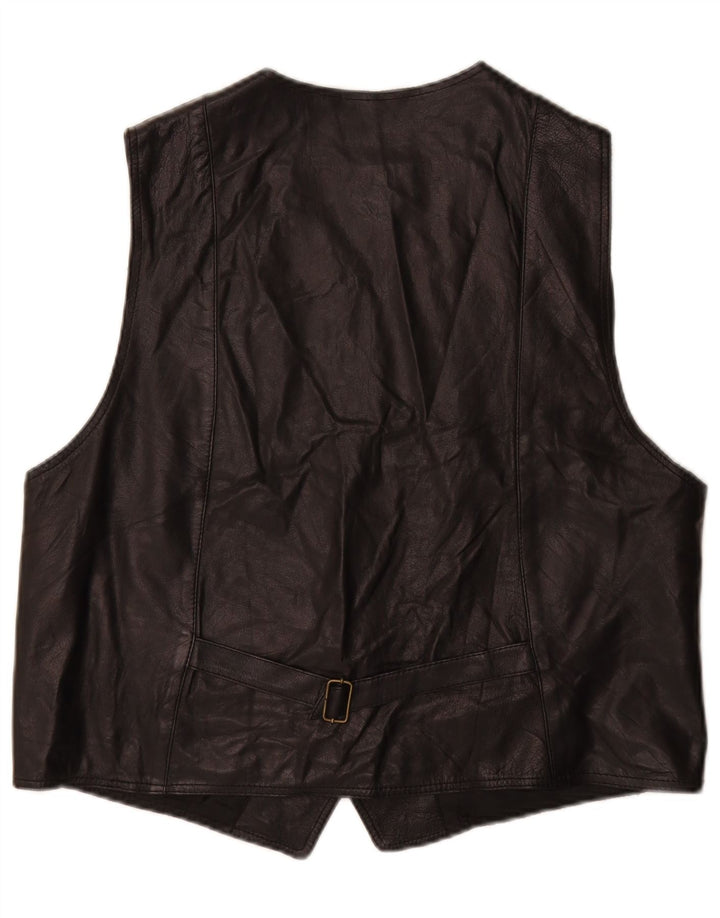 Chaleco de cuero vintage para hombre cuero negro grande