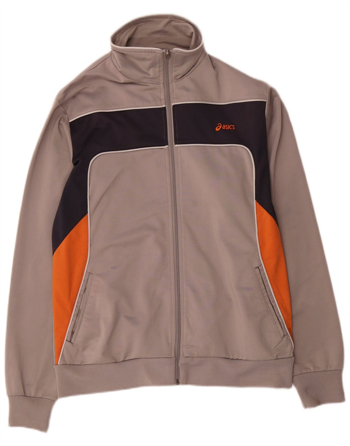 Asics Hombre Chándal Top Chaqueta Pequeño Gris Colorblock