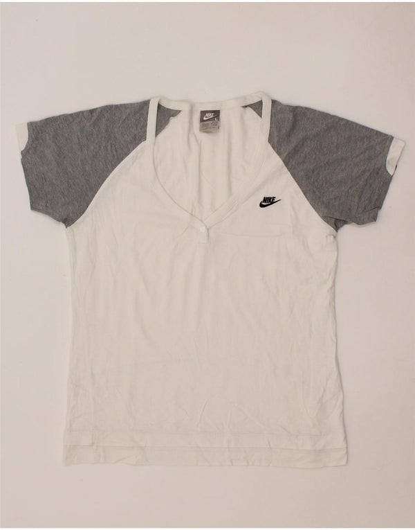 NIKE Womens T-Shirt Top UK 14/16 Large White Colourblock
