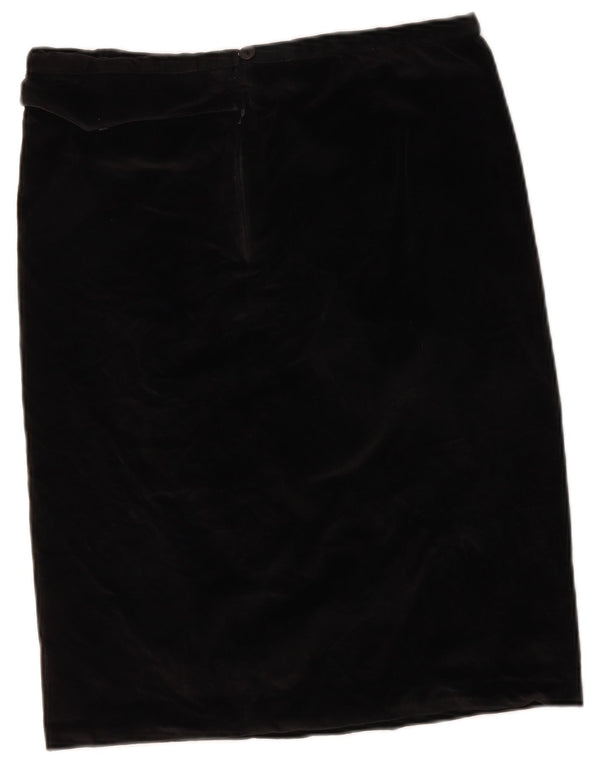 Vintage mujer terciopelo falda recta W34 grande negro