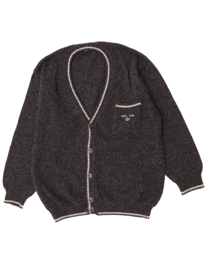 Vintage hombre Cardigan suéter IT 54 XL lana gris