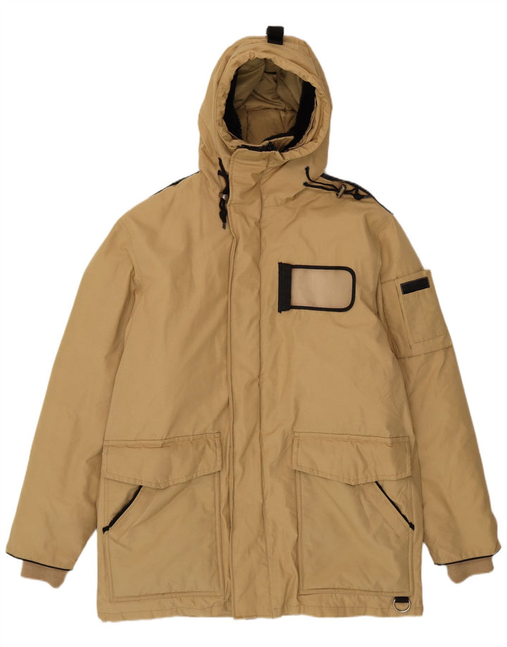 Museum Chaqueta acolchada con capucha para hombre UK 40 Large Beige Cotton