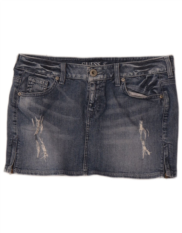 Guess Minifalda Vaquera Desgastada W29 Algodón Azul Medio