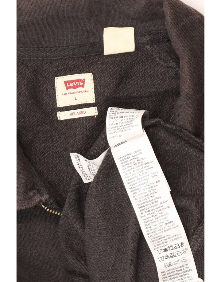 Levi's Hombre Relaxed Polo Neck Sudadera Jumper Large Gris Algodón